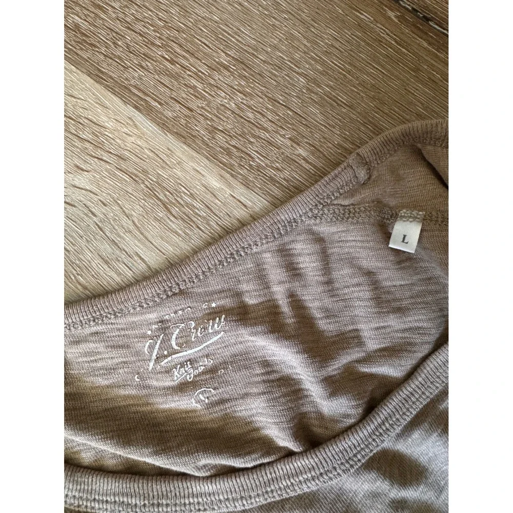J. Crew Mens Tan Camel‎ Long Sleeve Slub Cotton Knit T-Shirt Size L